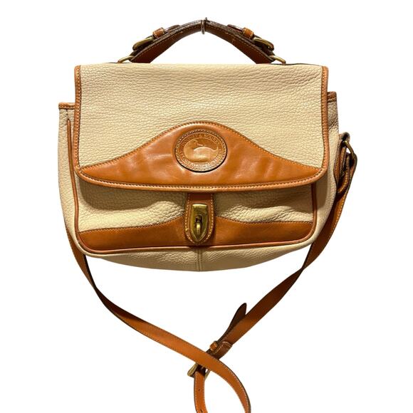 Dooney & Bourke VTG Carrier Satchel Crossbody Tan and Cream Women’s Bag - Picture 2 of 16
